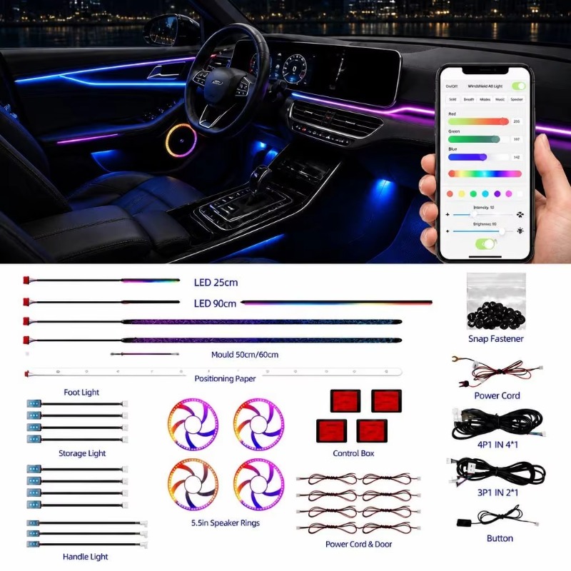 Door Handle - Kit de Iluminação Ambiente Automotiva 18