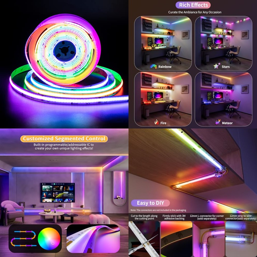 Led Strip Lights - Fita de LED COB RGB Inteligente