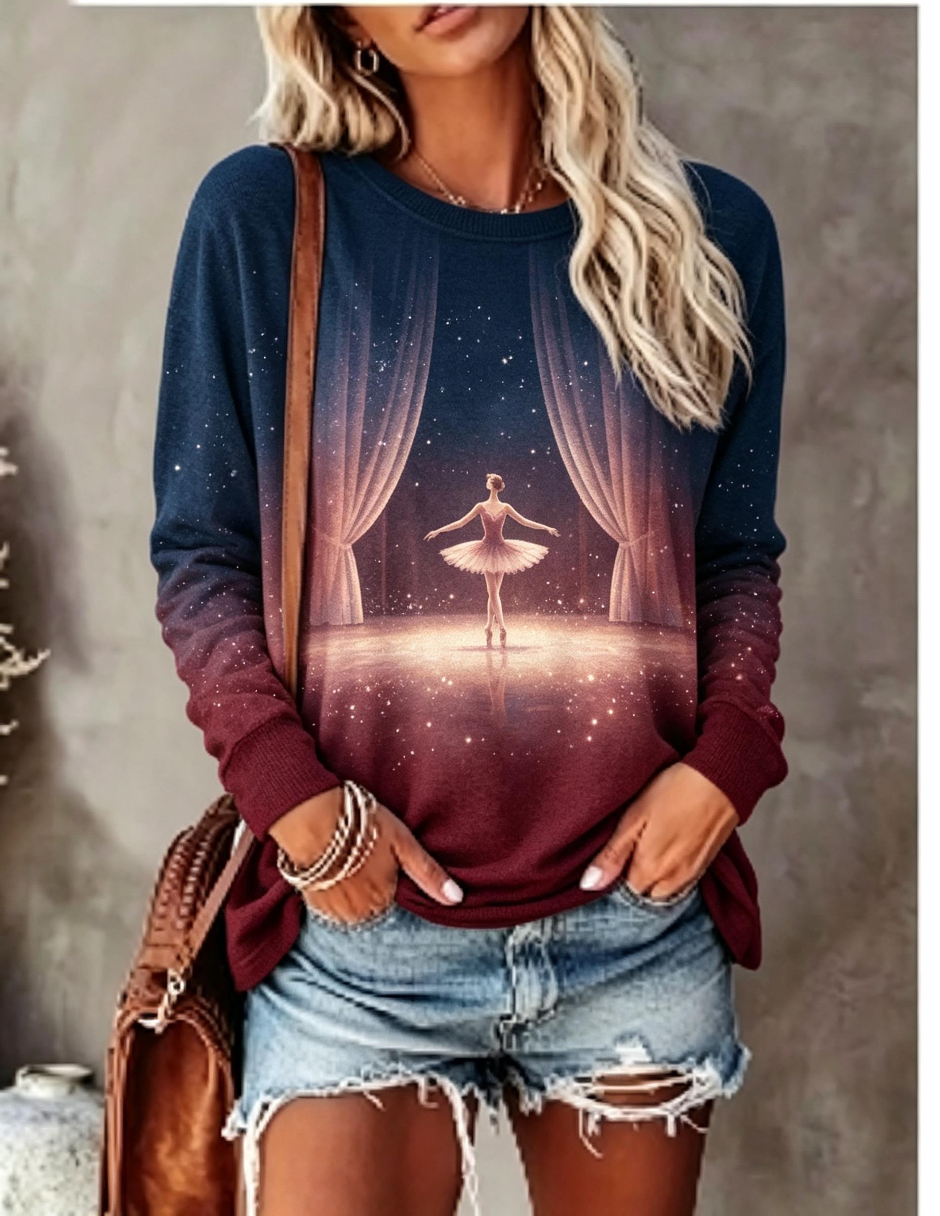 Wallpaper - Camiseta Feminina de Manga Longa com
