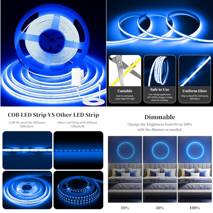Fita de Luz LED COB de 32,8 pé - Led Strip Lights avaliação e preço