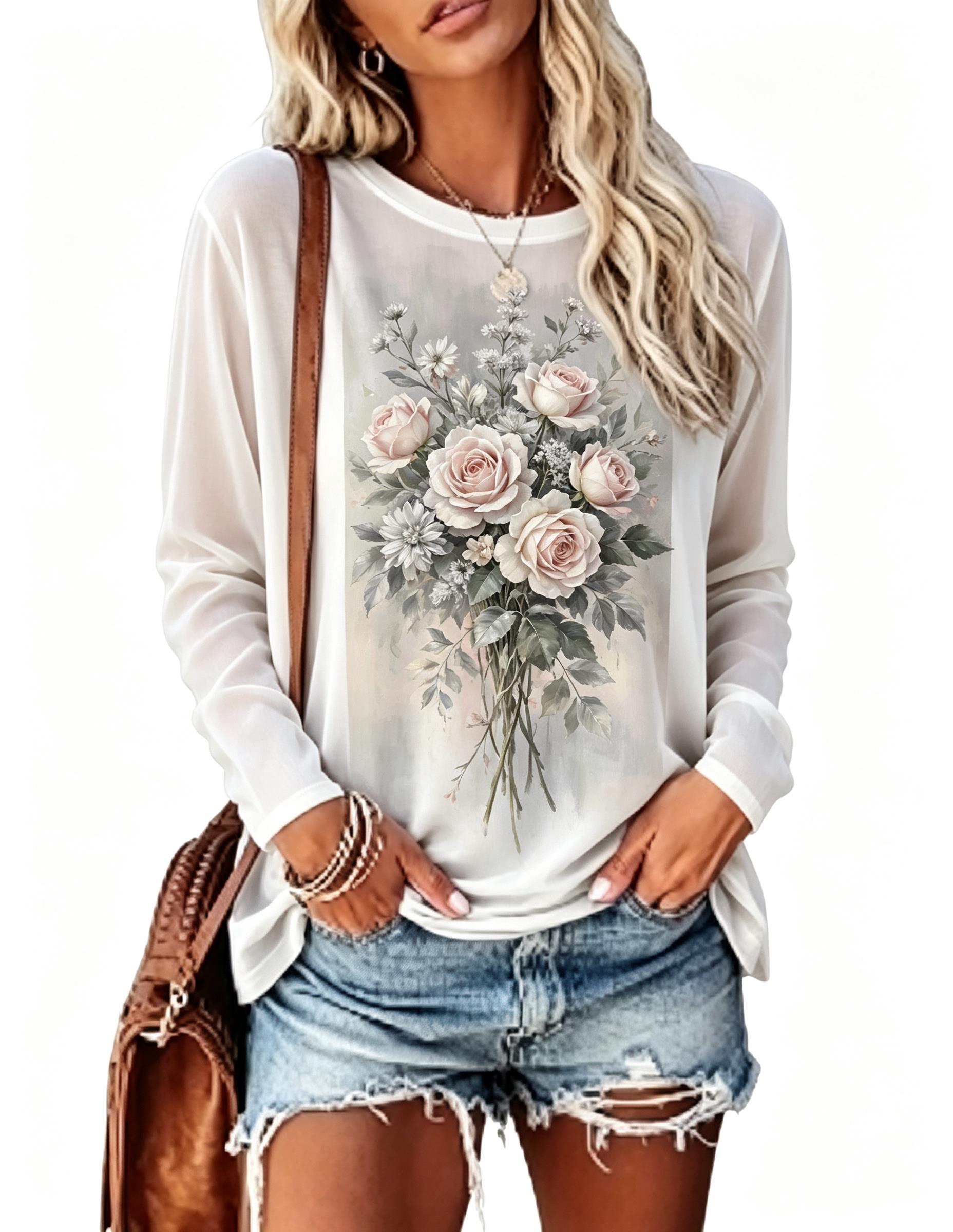 Camiseta Feminina de Manga Lon - Wallpaper avaliação e preço