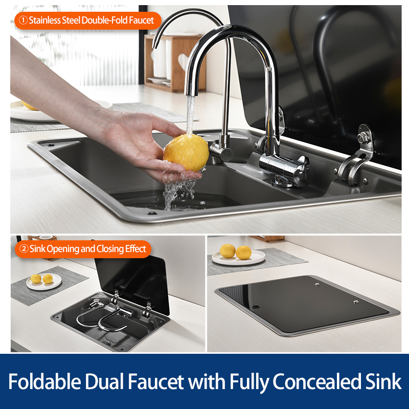 Pia de cozinha embutida em aço - Faucet avaliação e preço
