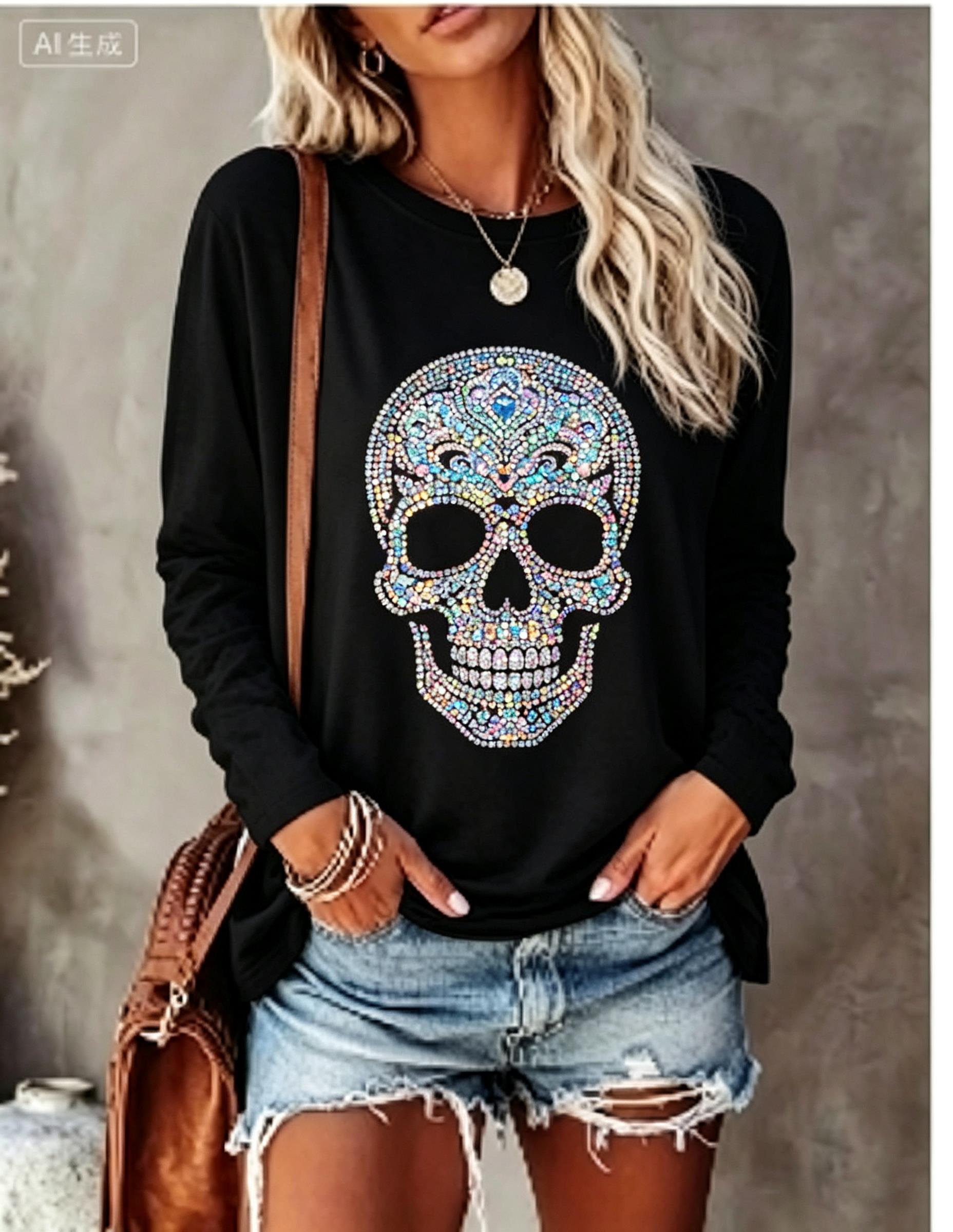 Camiseta Feminina de Manga Lon - Wallpaper avaliação e preço